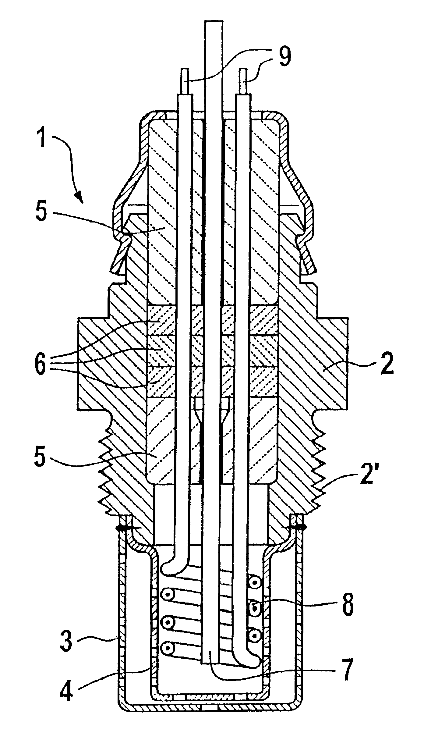 Measuring sensor for gases