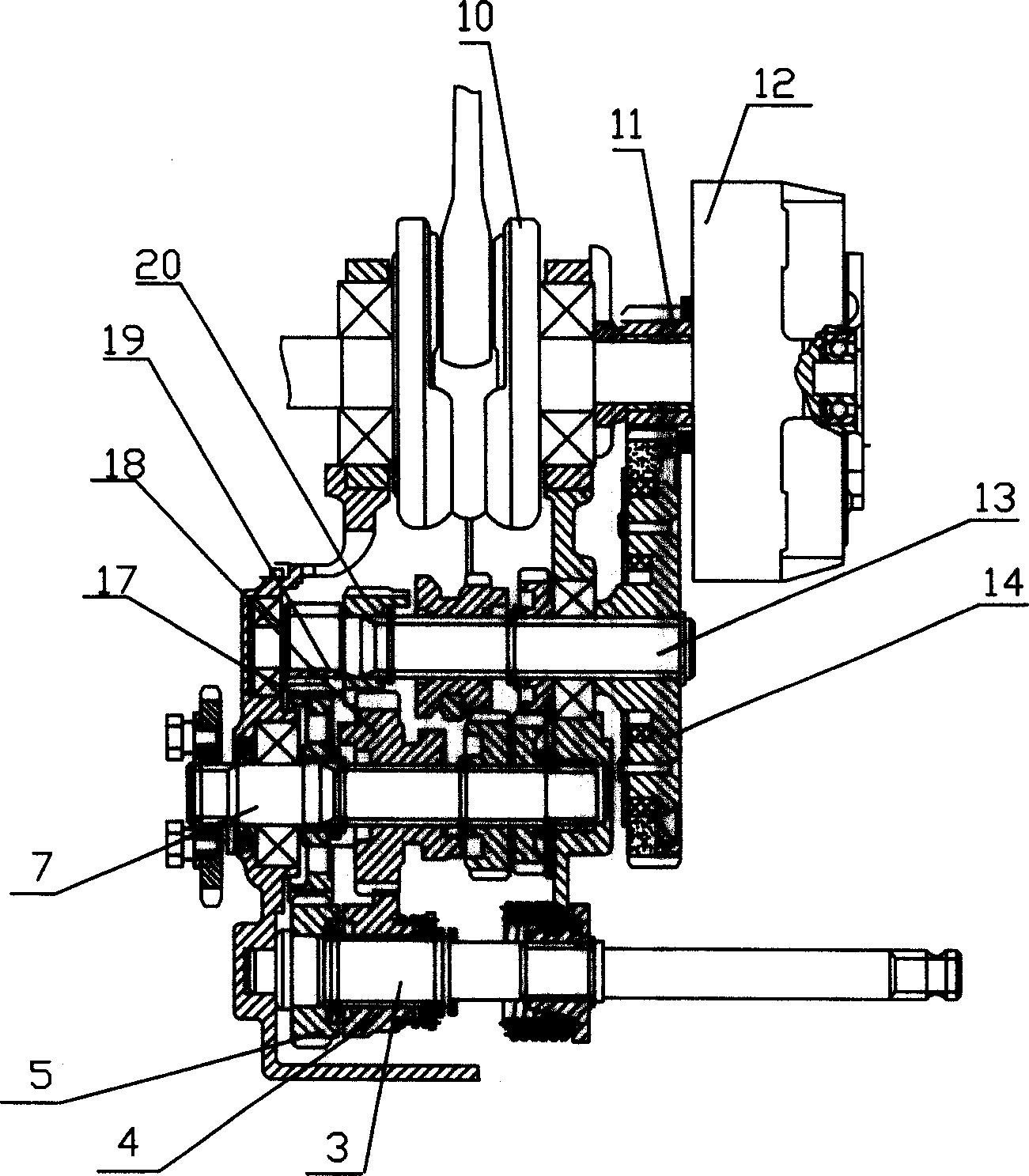 Engine foot starting structure