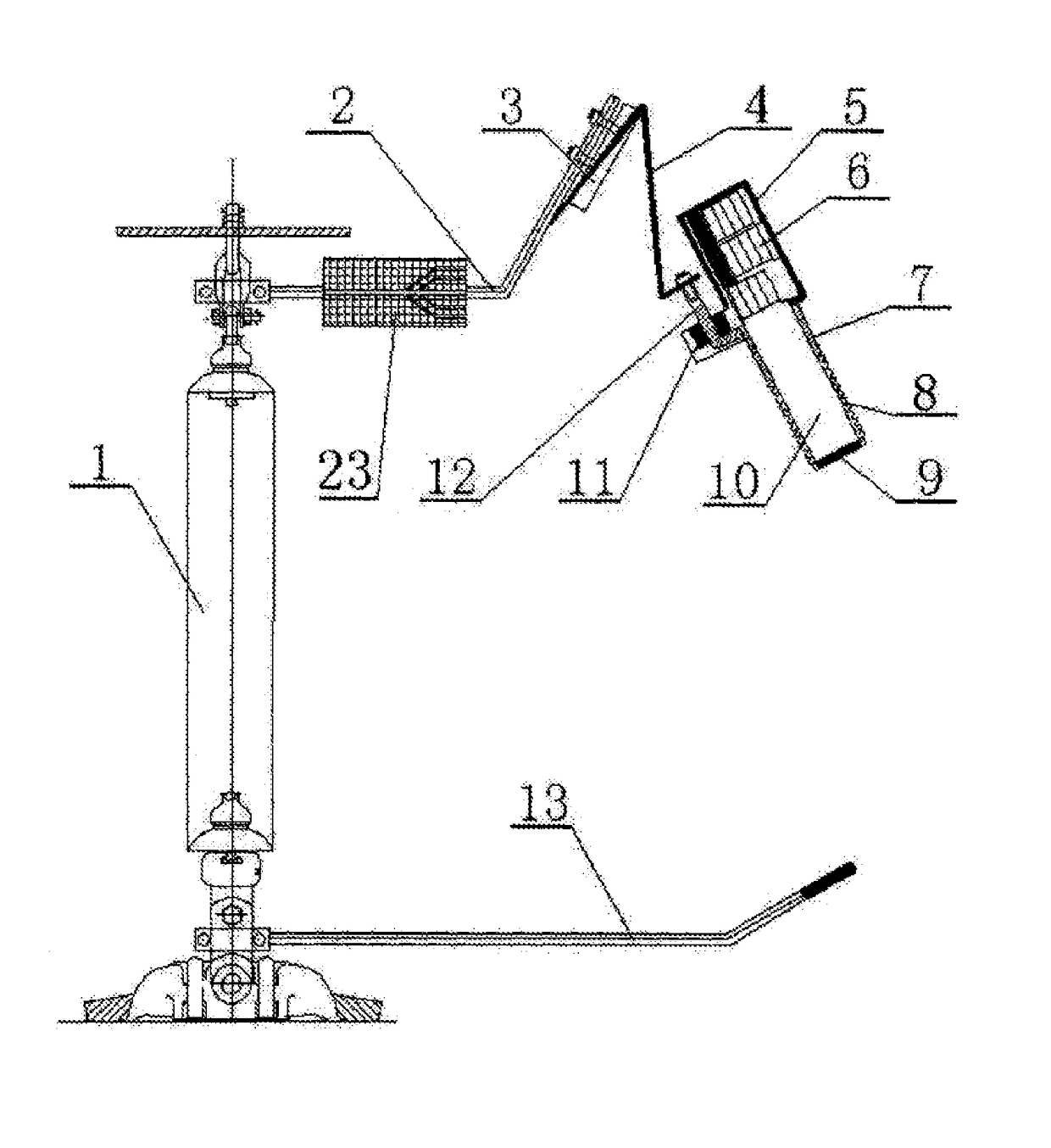 No-freewheeling arc lightning protection gap protecting device