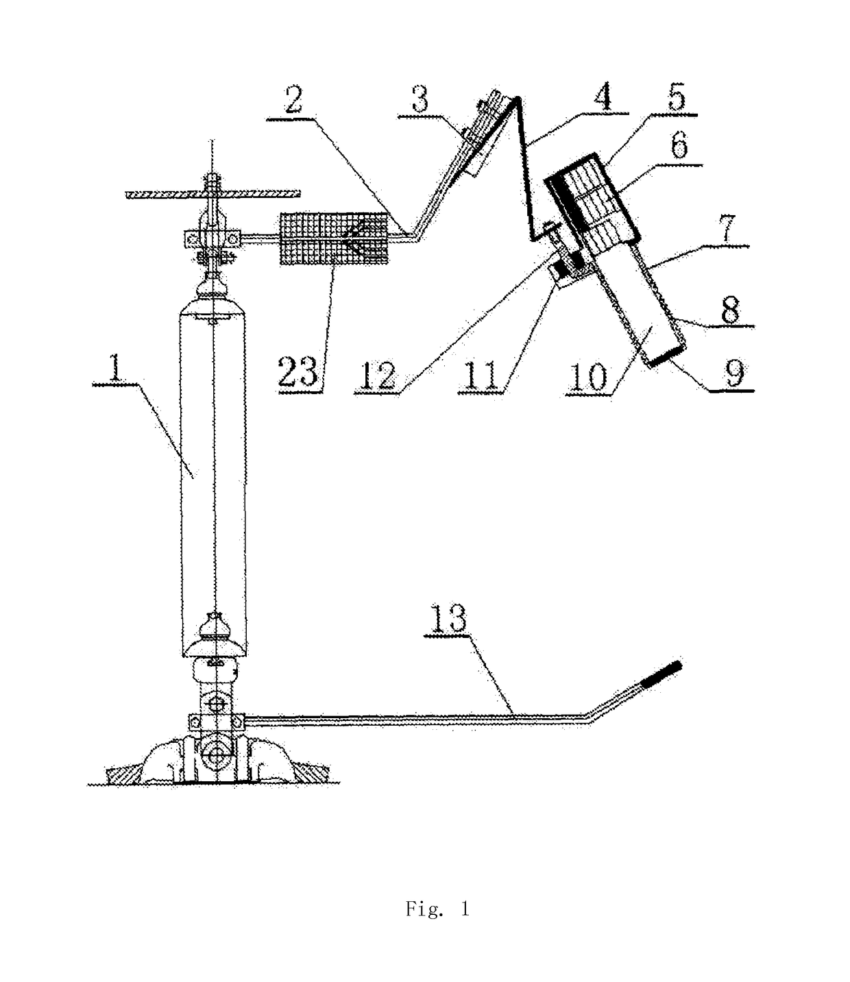 No-freewheeling arc lightning protection gap protecting device