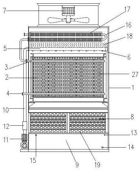 Water circulation evaporation heat exchange cooling type condenser