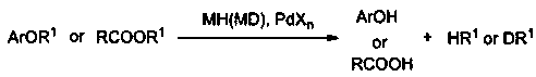 Application of metallide/palladium compound catalytic reduction system in debenzylation reaction and deuterization reaction