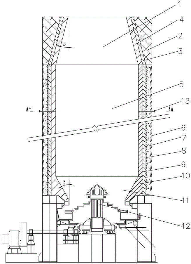 Energy-saving automatic material overturning lime calcining kiln