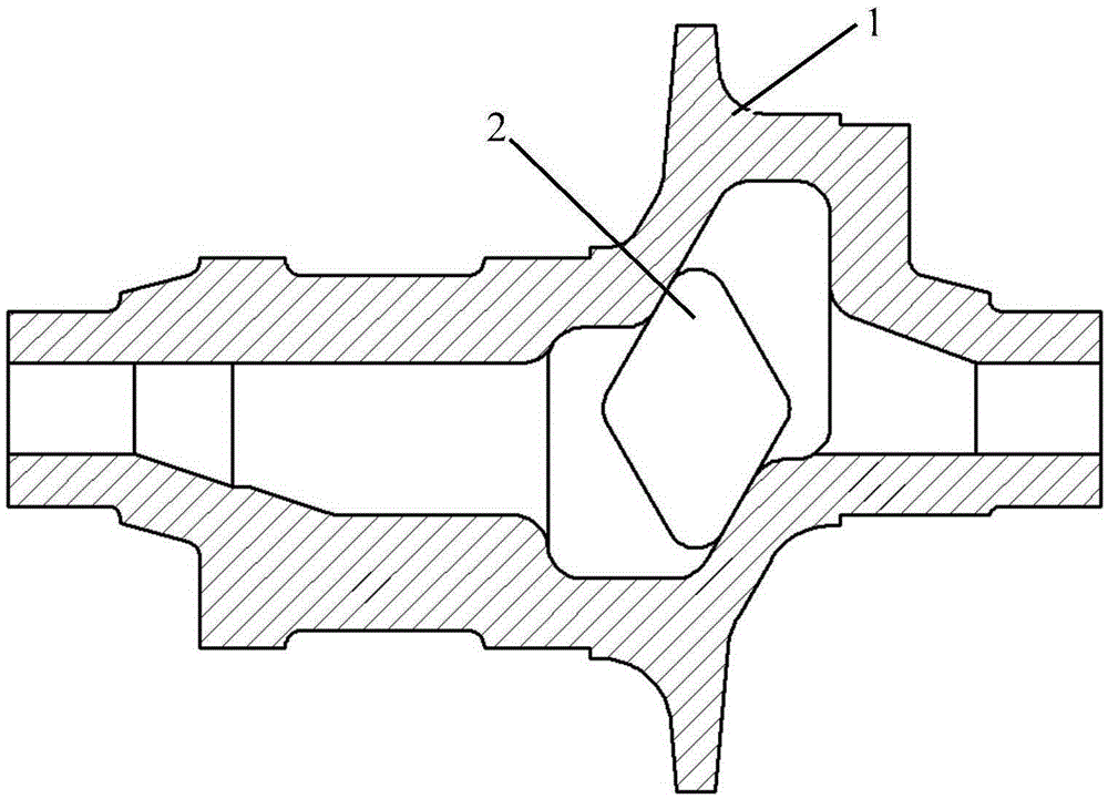 Casting method of hollow crankshaft for mud pump