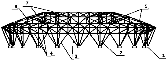 Combination structure of statically-indeterminate ring truss structure and cable dome structure