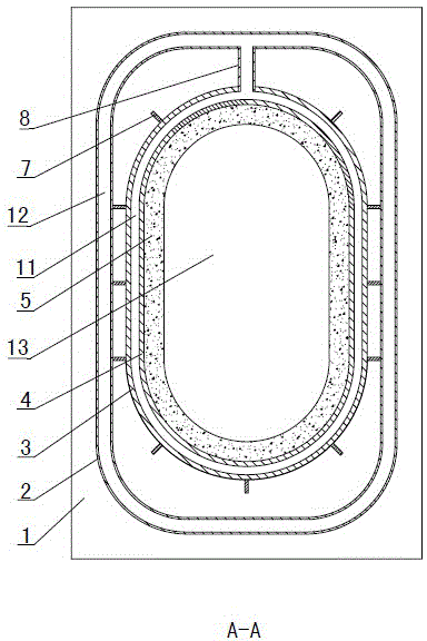 Water-cooling type hearth plate of petroleum coke tank-type calcining furnace