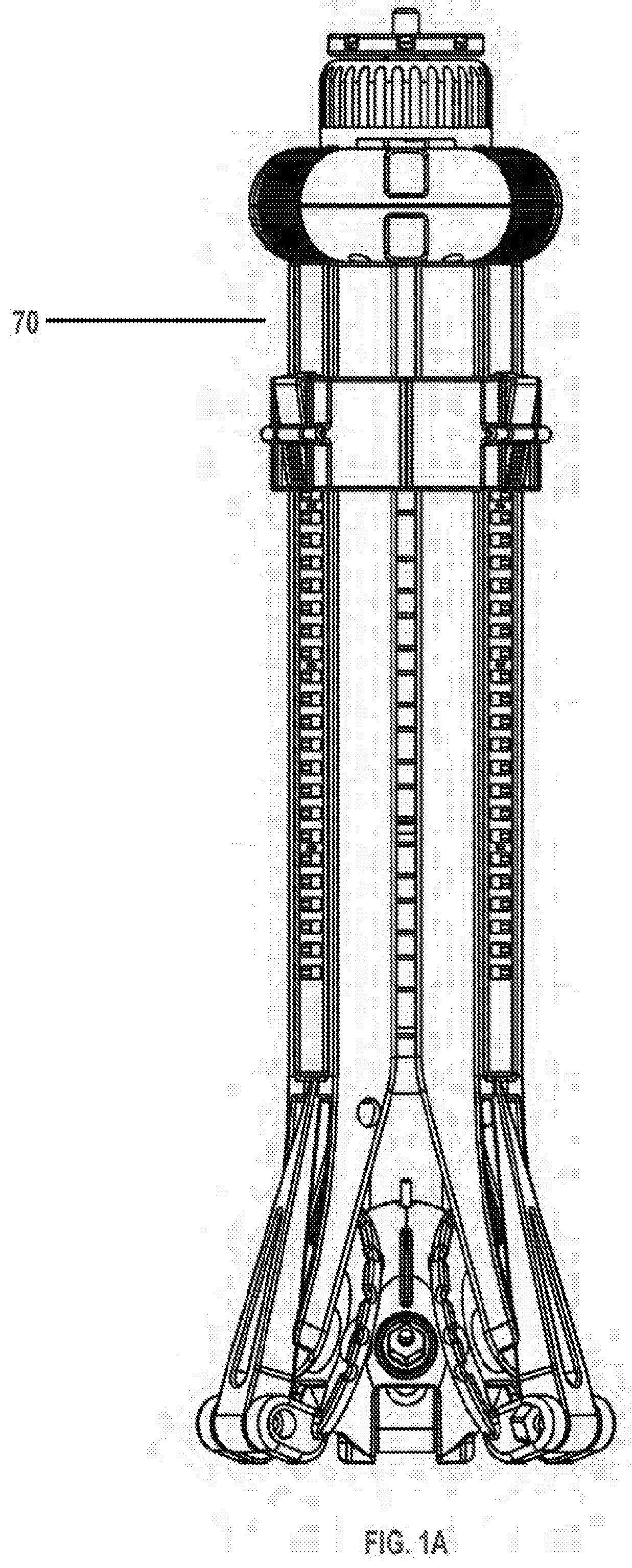 Multipod with variable independently angularly articulating lockable legs and monopod tip with concealable stud