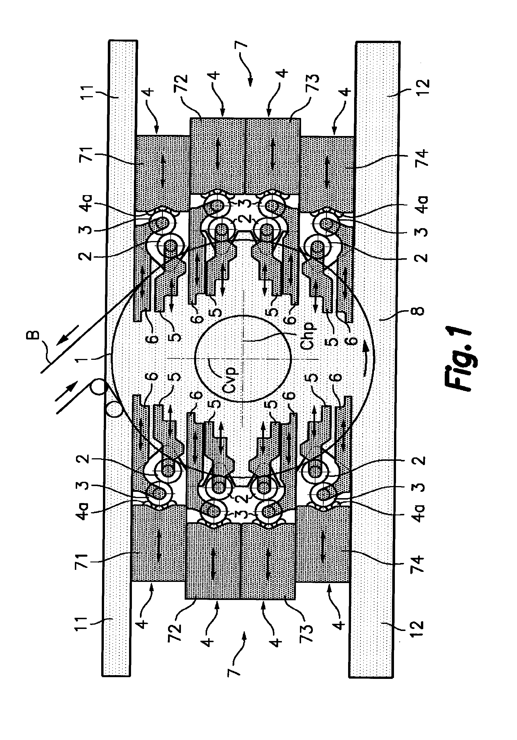 Variable format offset printing machine having a central impression cylinder