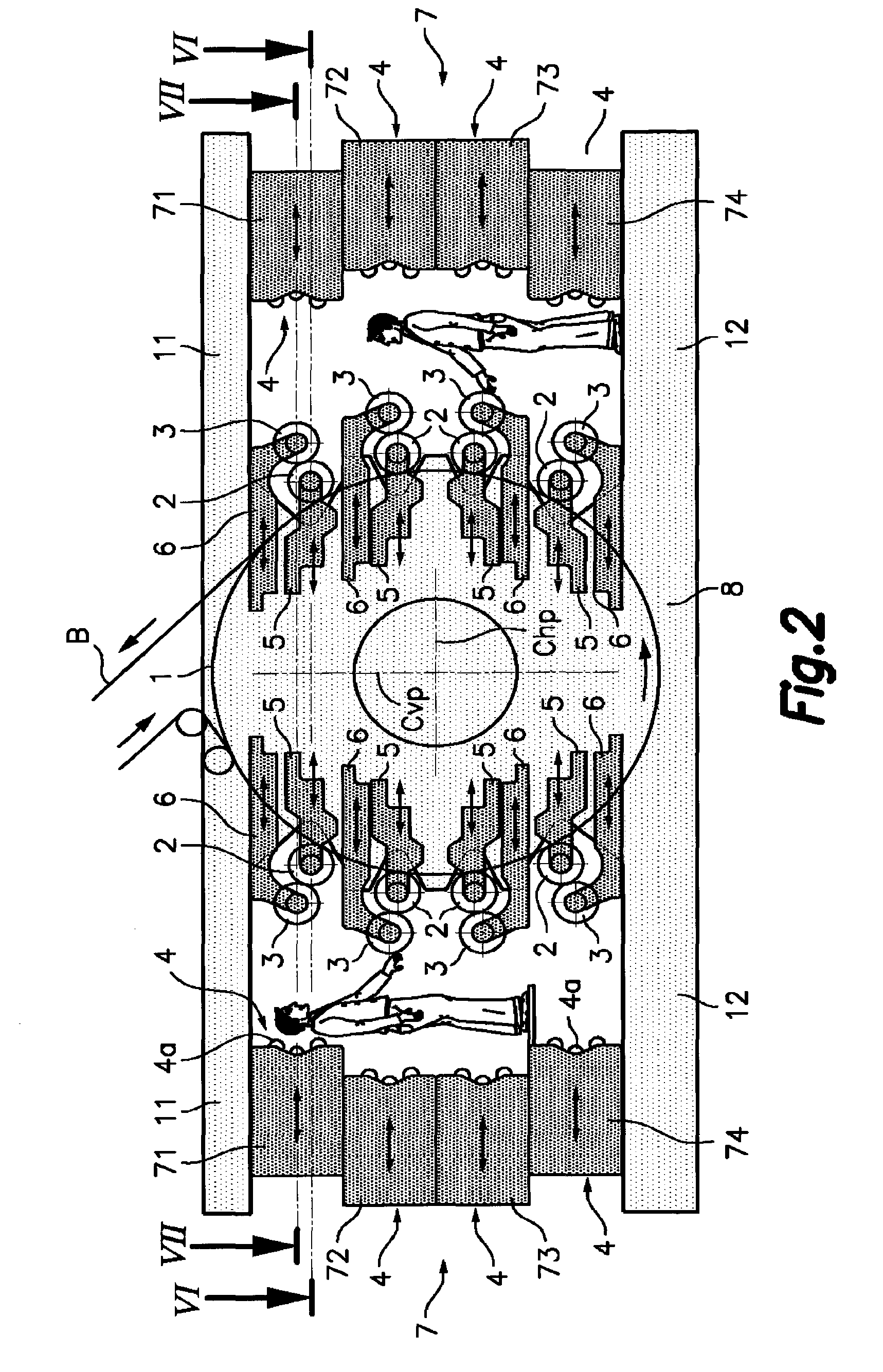 Variable format offset printing machine having a central impression cylinder