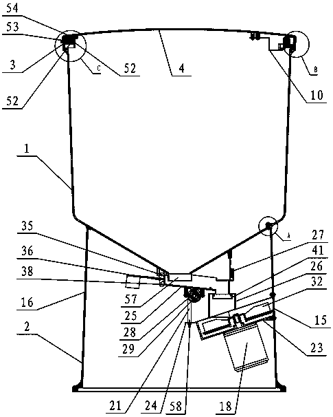 Feeding machine capable of preventing feed from sliding down automatically