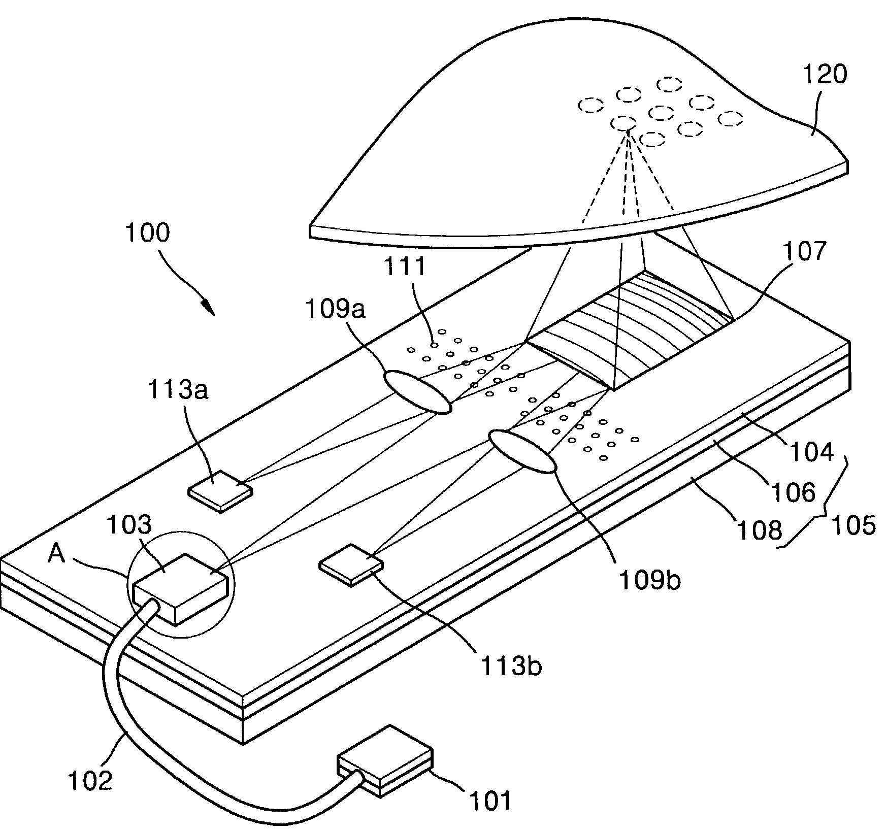 Integrated type optical head with sheet waveguide and light coupler