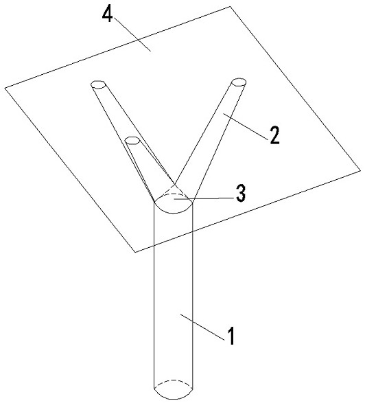 Tree-shaped trident steel pipe column for supporting outdoor concrete platform