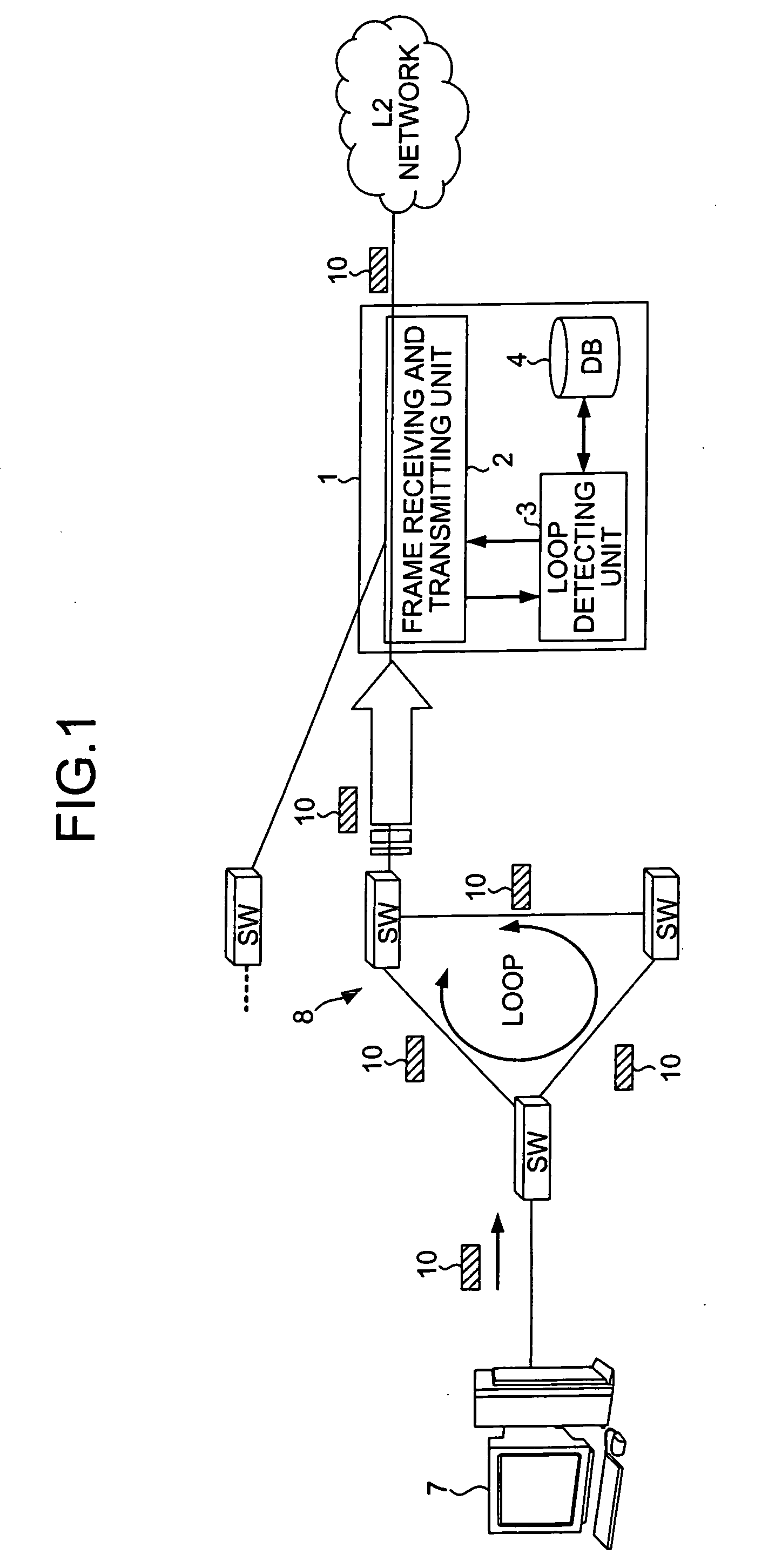 Loop frame detecting device and method for detecting loop frame