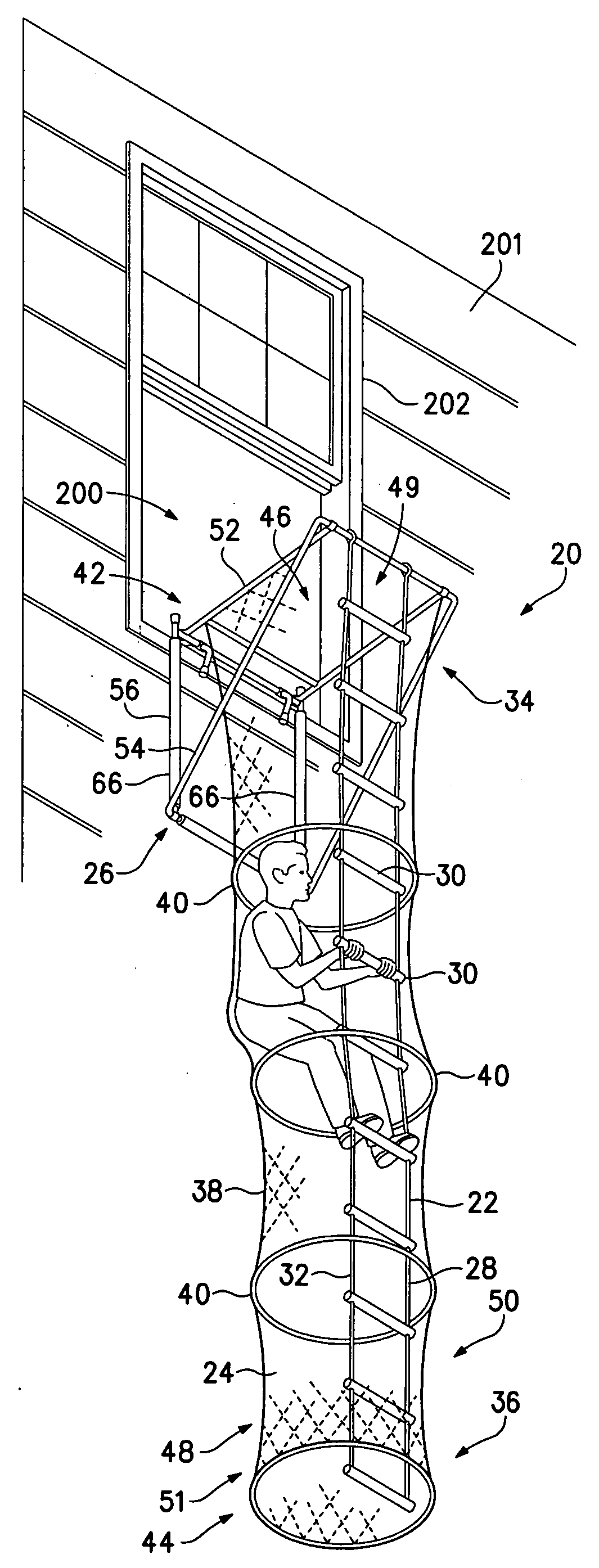 Stowable, unobtrusive access and escape devices