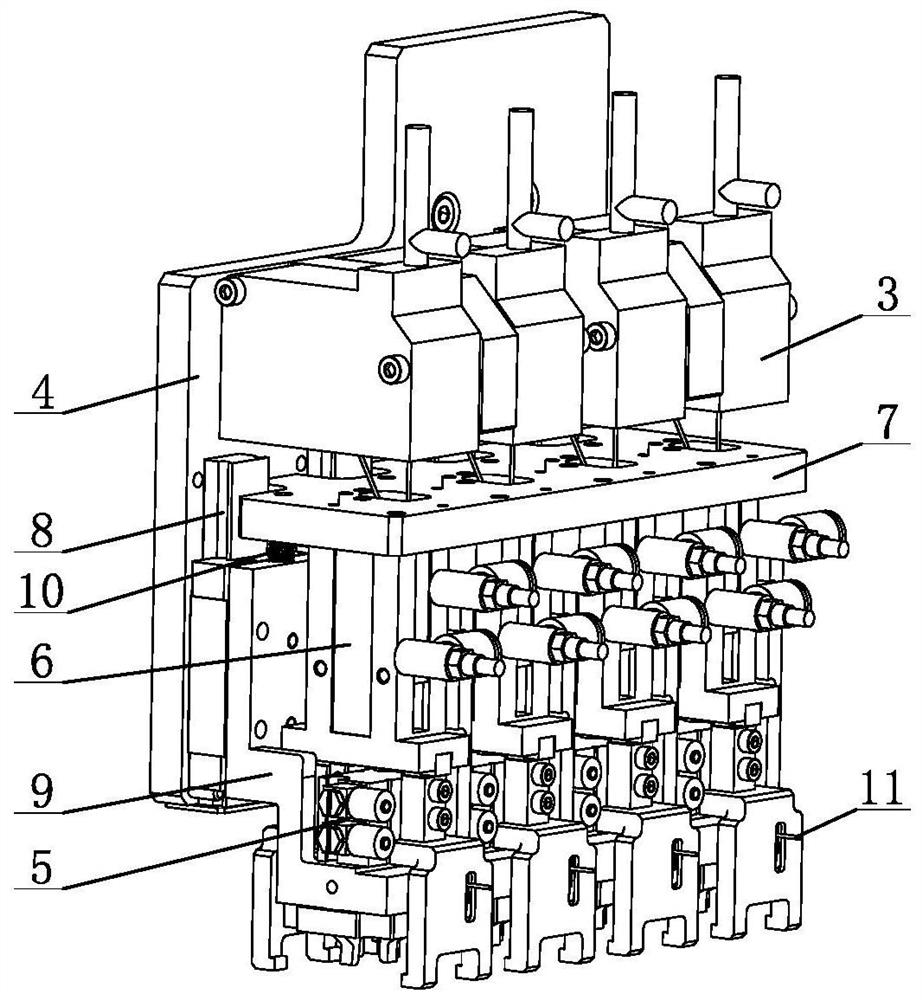 Claw opening picking and placing carrying mechanism and claw opening picking and placing device thereof