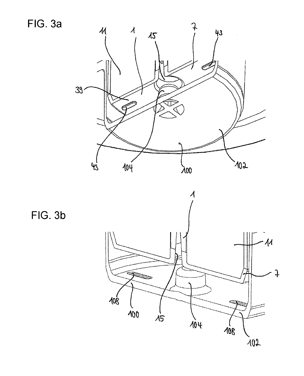 Mixing vessel with locking assembly for locking a mixing assembly in storage position and mixing impeller with central disc-like member