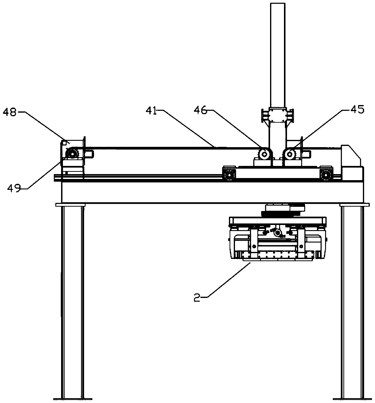 Stacking machine lifting and travelling chain transmission structure and stacking machine