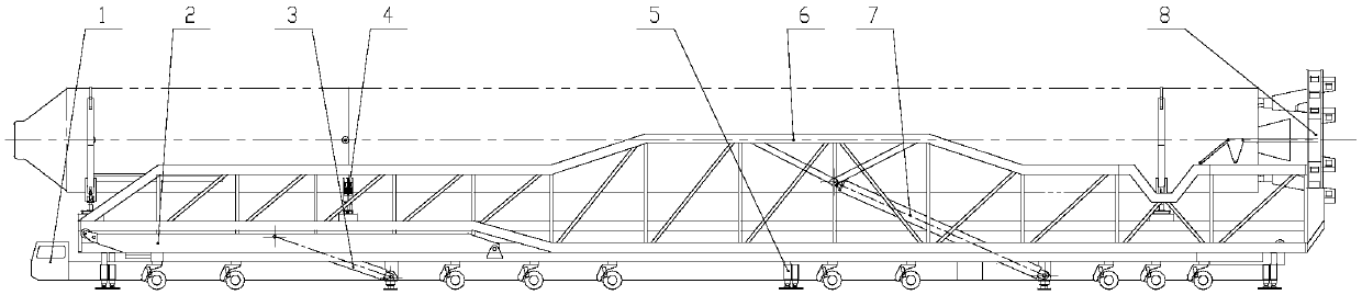 Multistage rocket transportation erecting vehicle