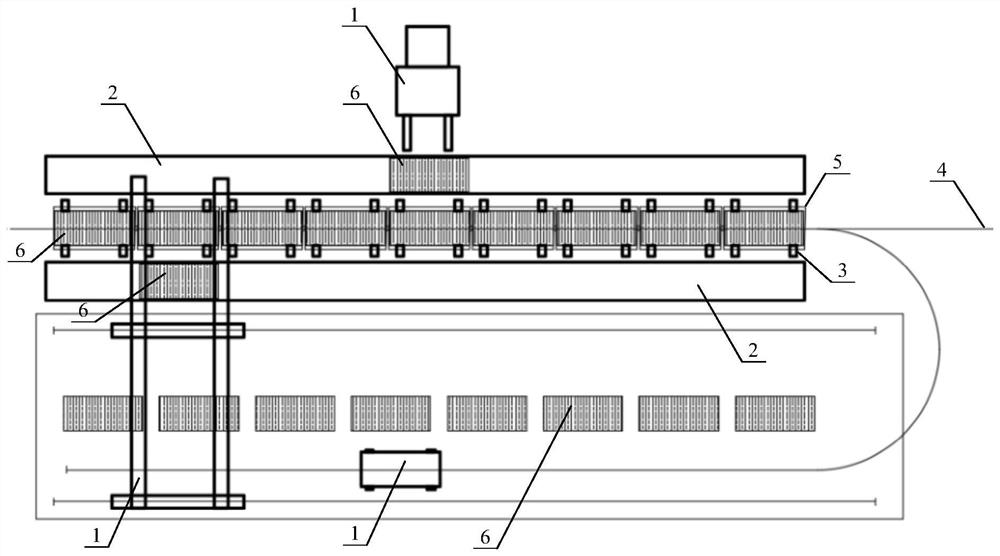 A method and system for synchronous loading and unloading of containers based on pre-storage