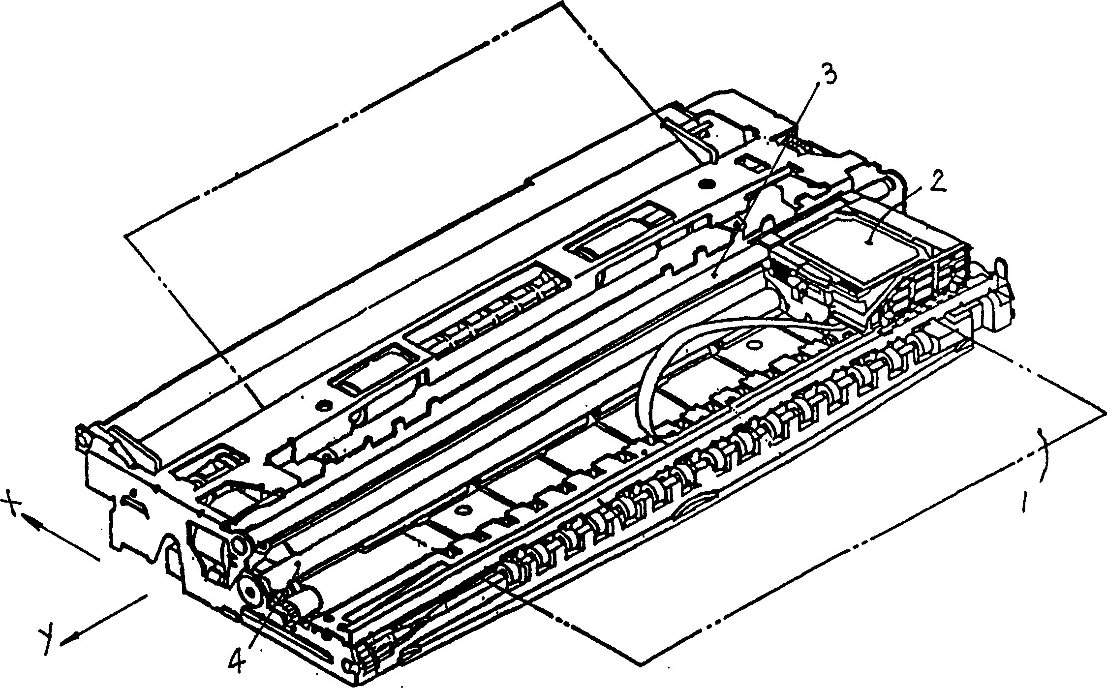 Ink-jet head fixed digital jet printer with guide tape to feed medium