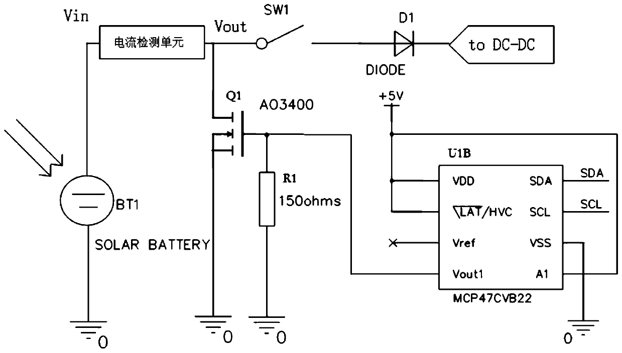 Solar maximum power collecting circuit and solar maximum power rapid searching method