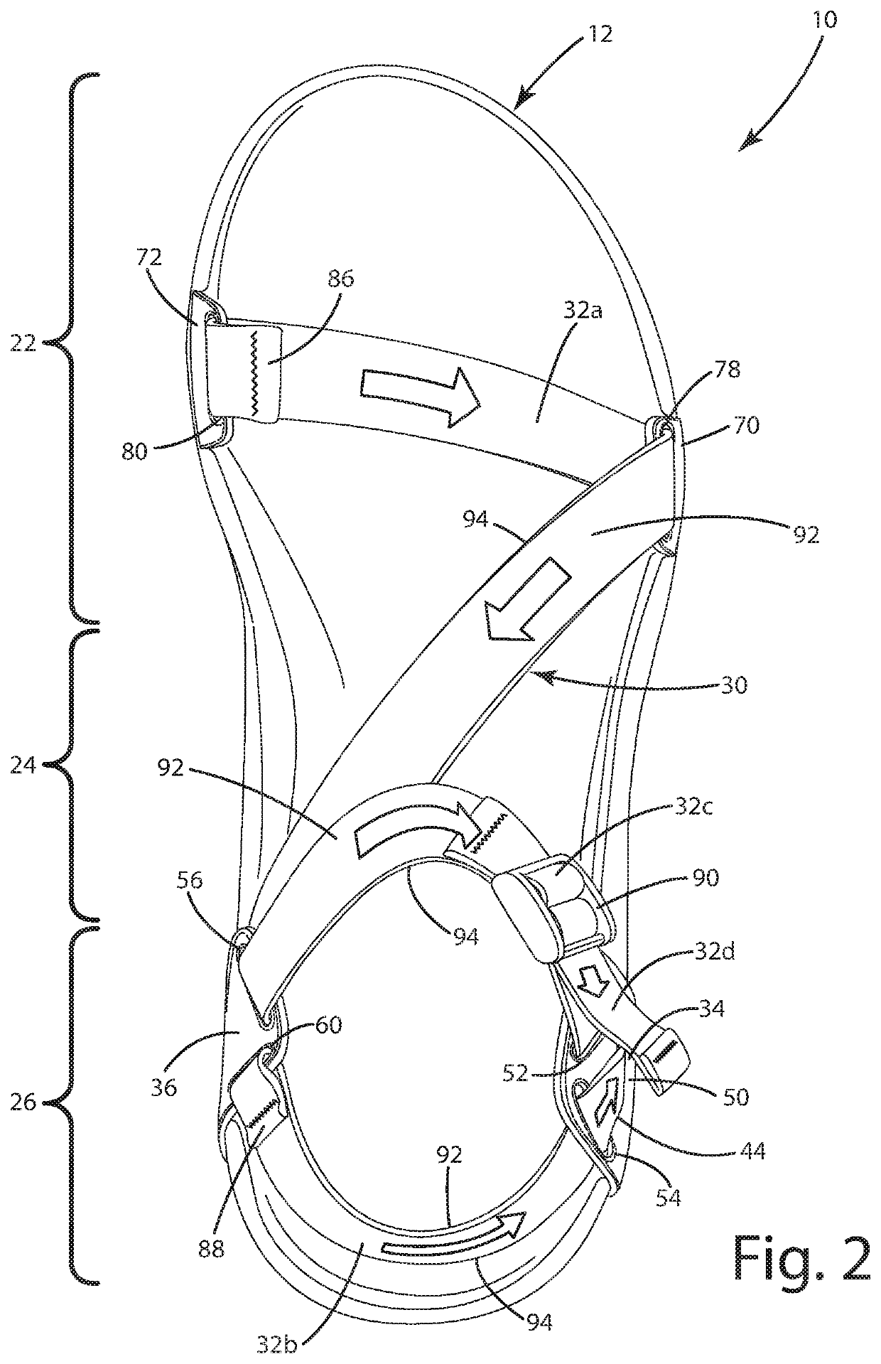 Adjustable sandal construction