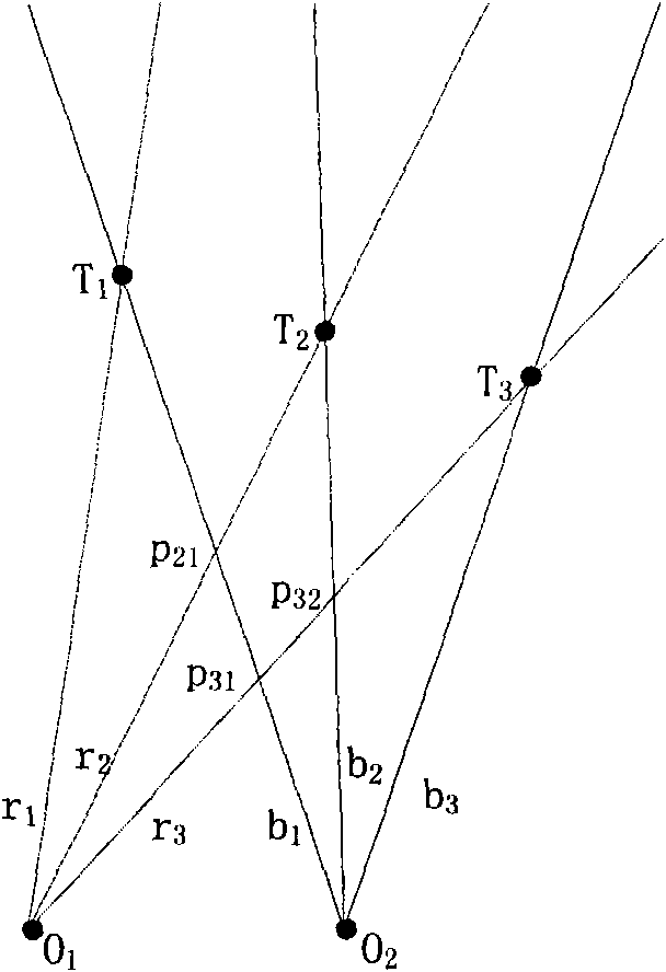 Intelligent simulating method for passively locating and tracking multiple targets in two stations