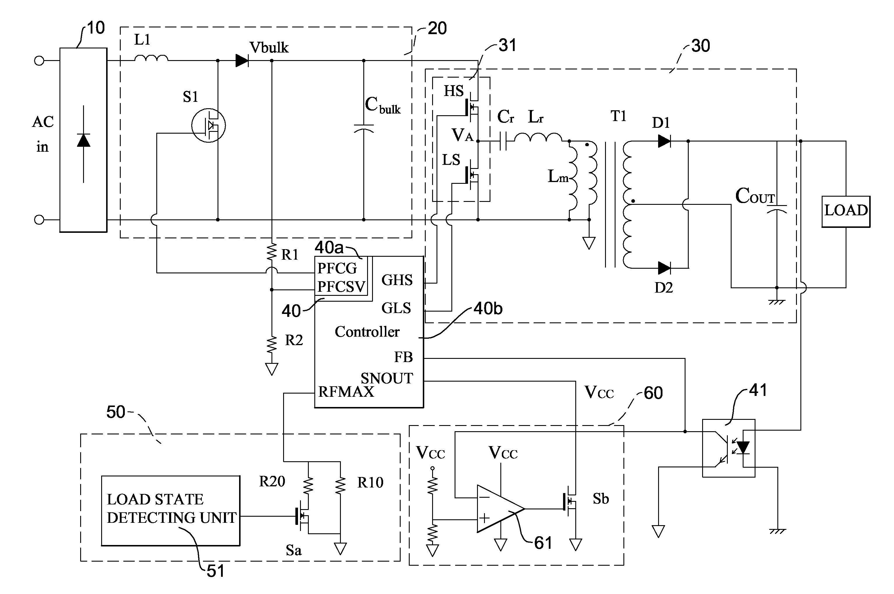 Burst mode resonant power converter with high conversion efficiency