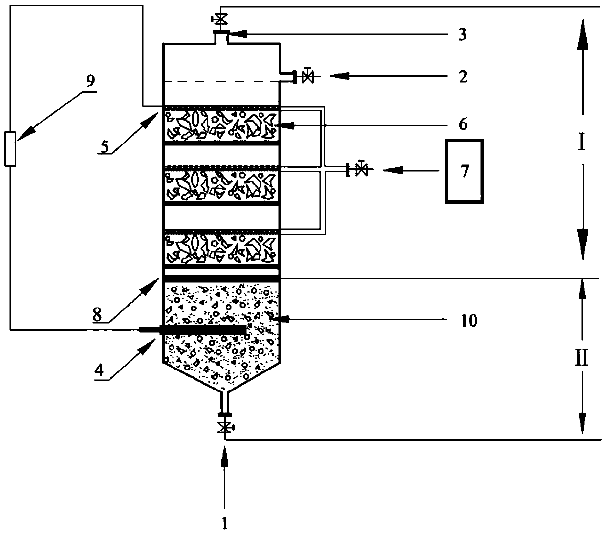 Integrative method and device for treating wastewater with advanced oxidation