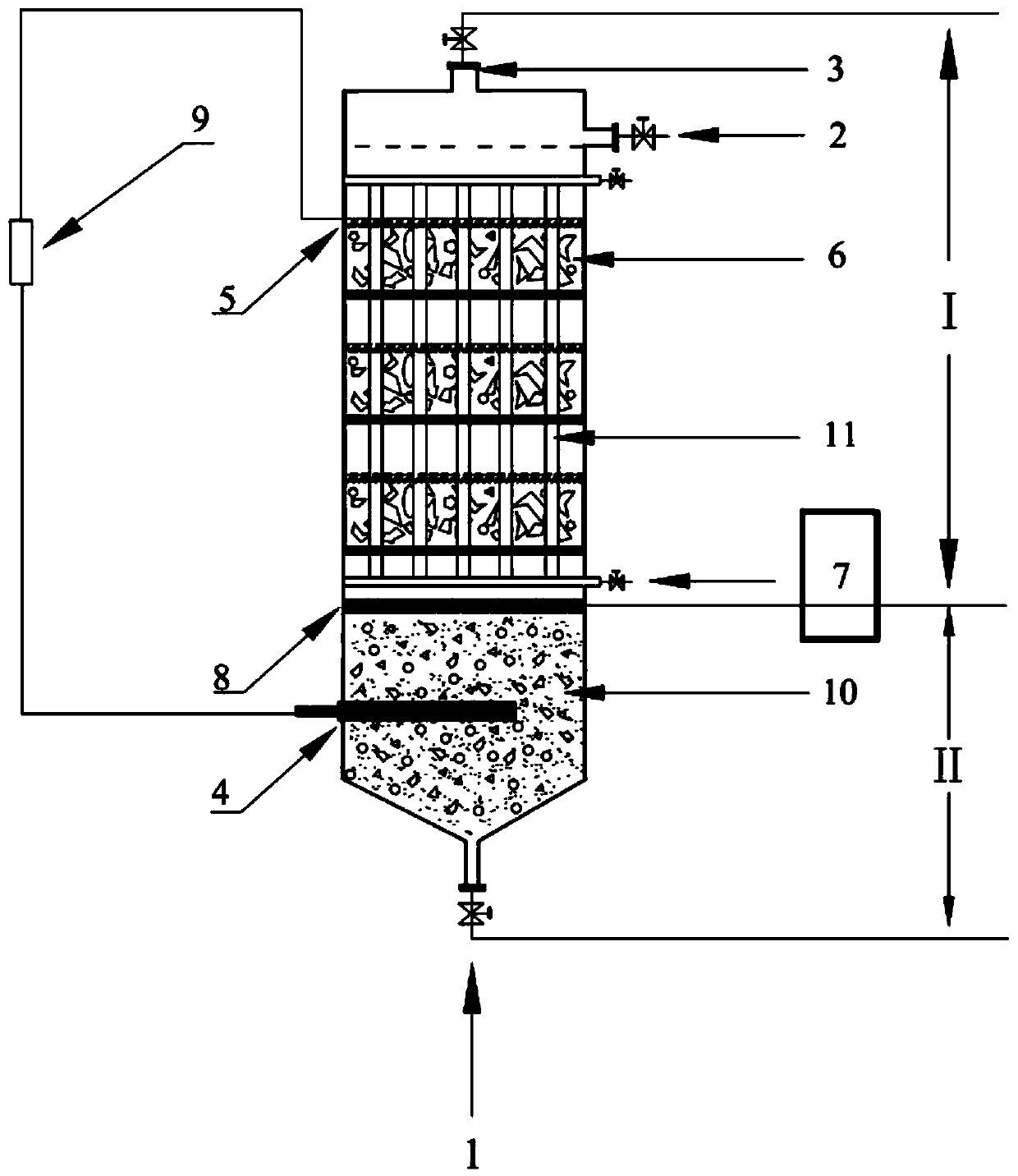 Integrative method and device for treating wastewater with advanced oxidation