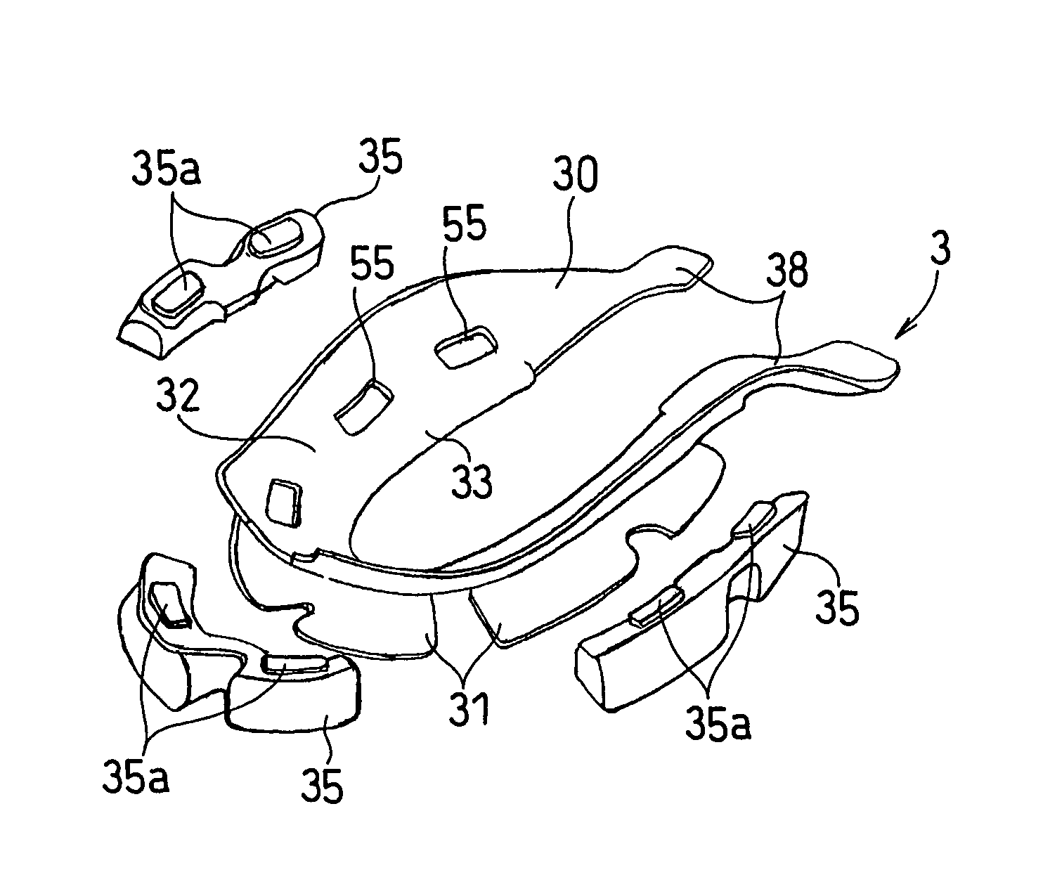 Shock absorbing device for shoe sole