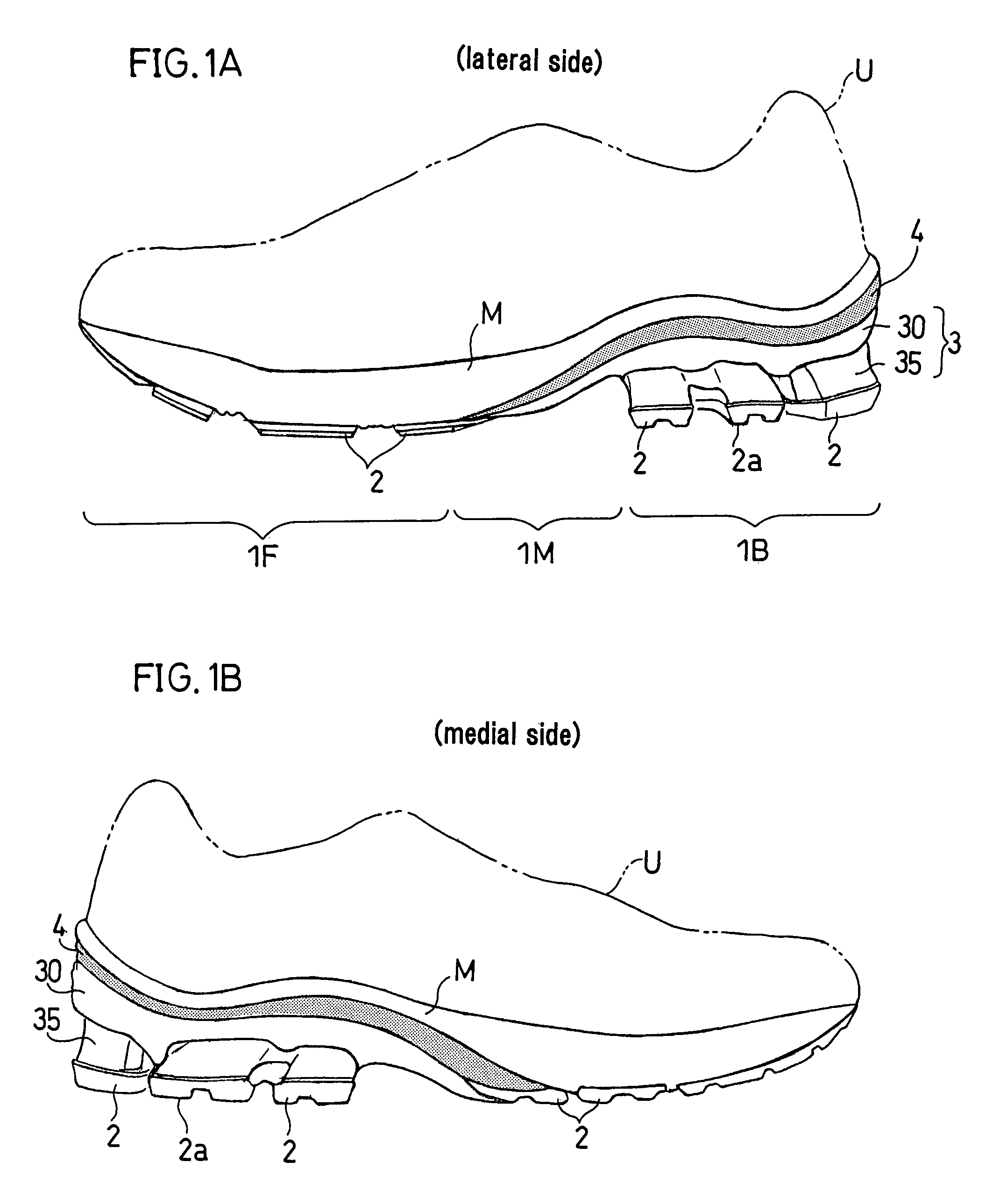 Shock absorbing device for shoe sole