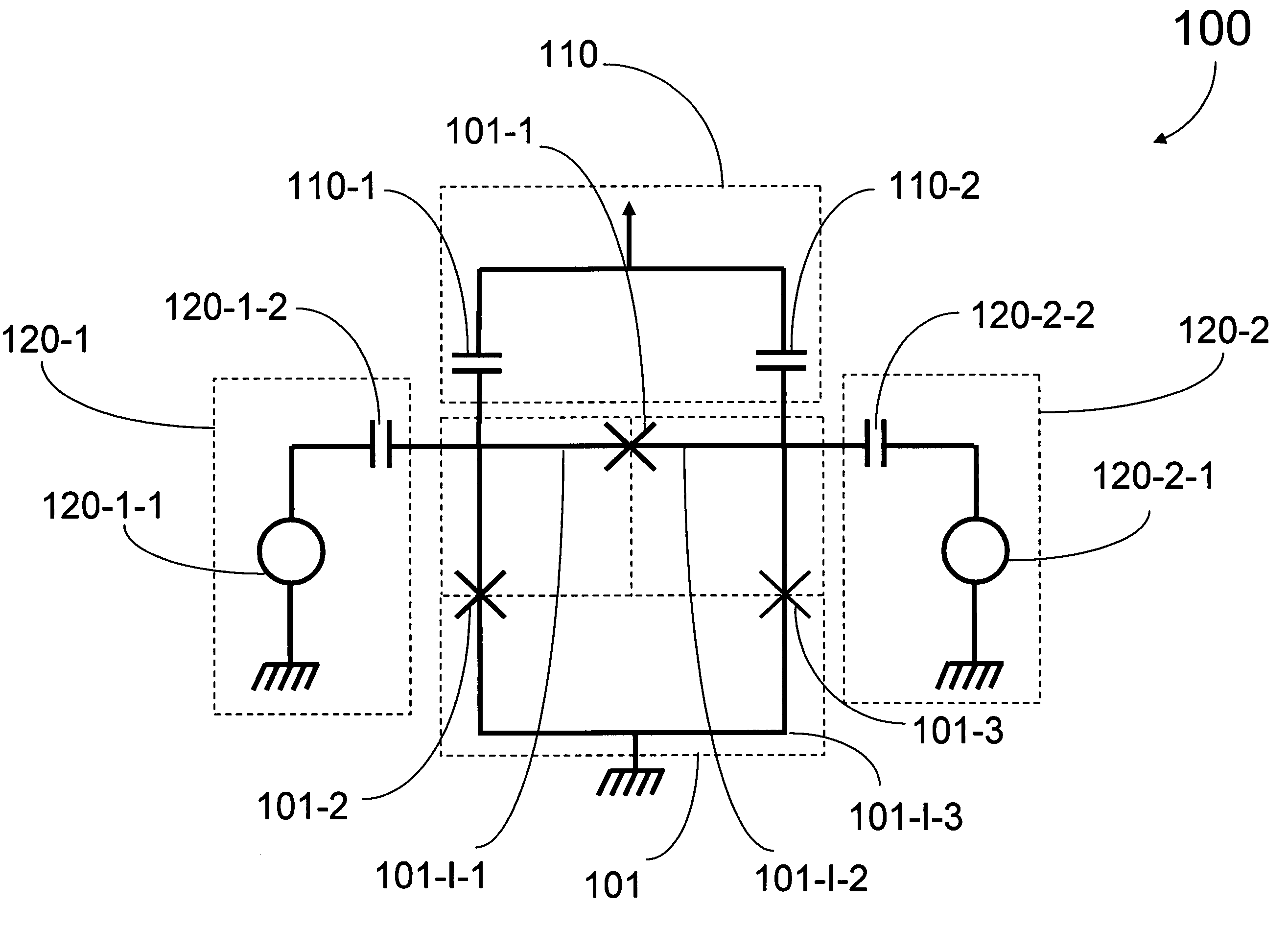 Superconducting qubit with a plurality of capacitive couplings