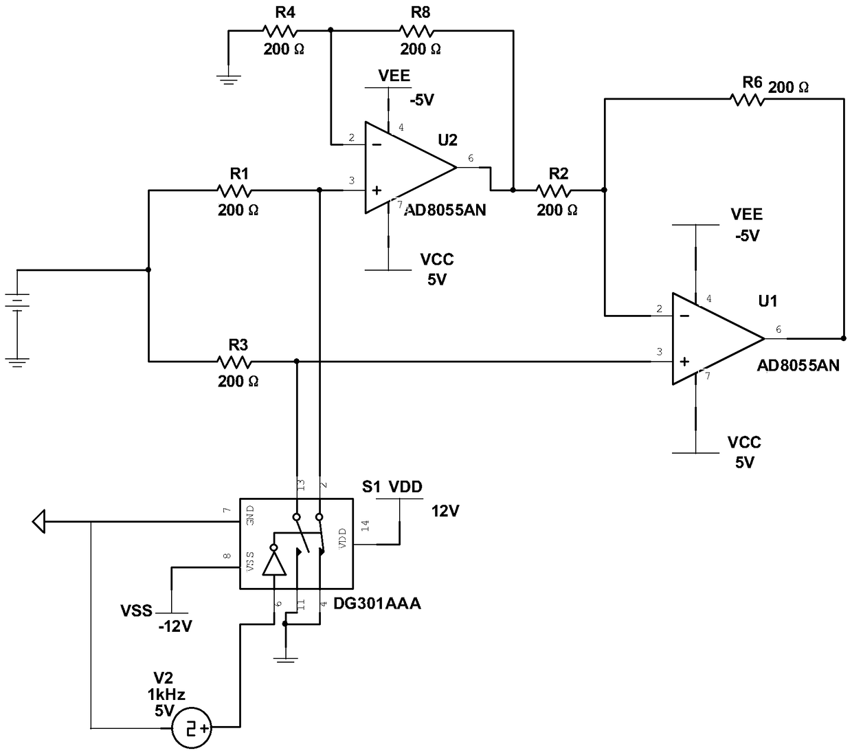 A multi-frequency detecting device for detecting formation complex resistivity