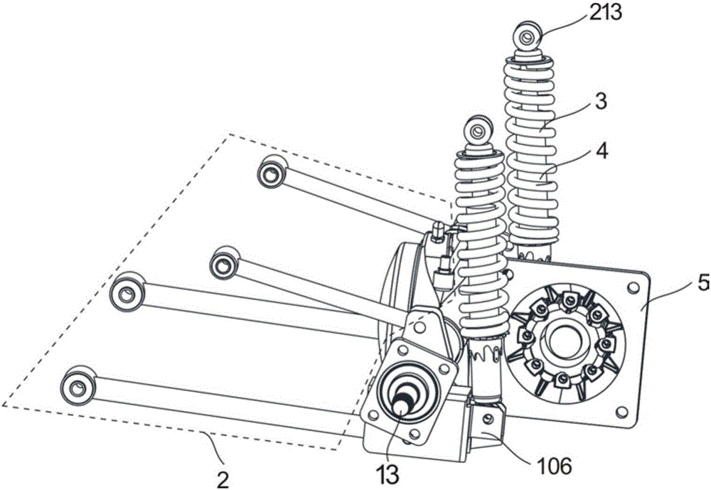 Automobile rear motor type connecting rod integrated rear axle suspension