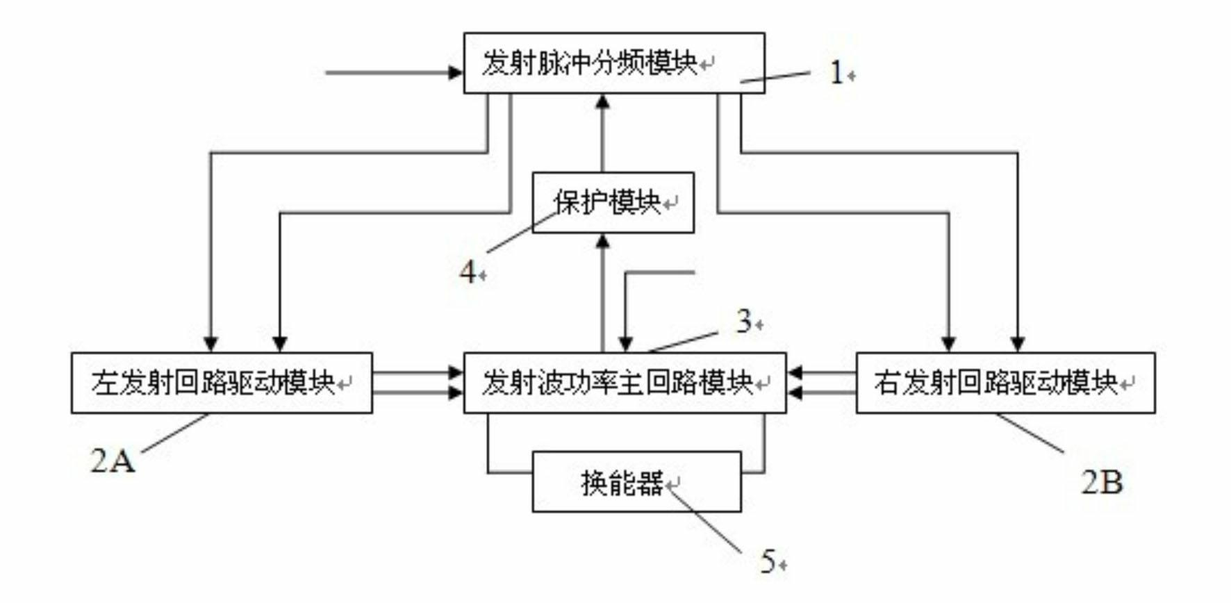 High-power sound wave transmitting device for depth measuring instrument