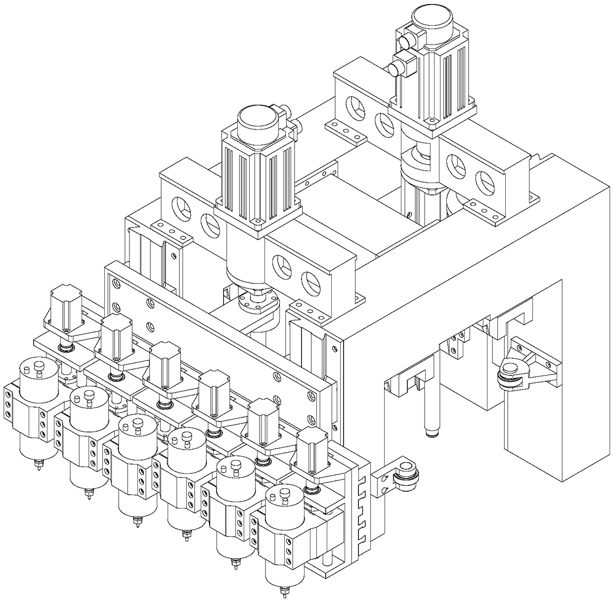 Composite sieve plate hole processing multi-spindle CNC drilling and milling platform