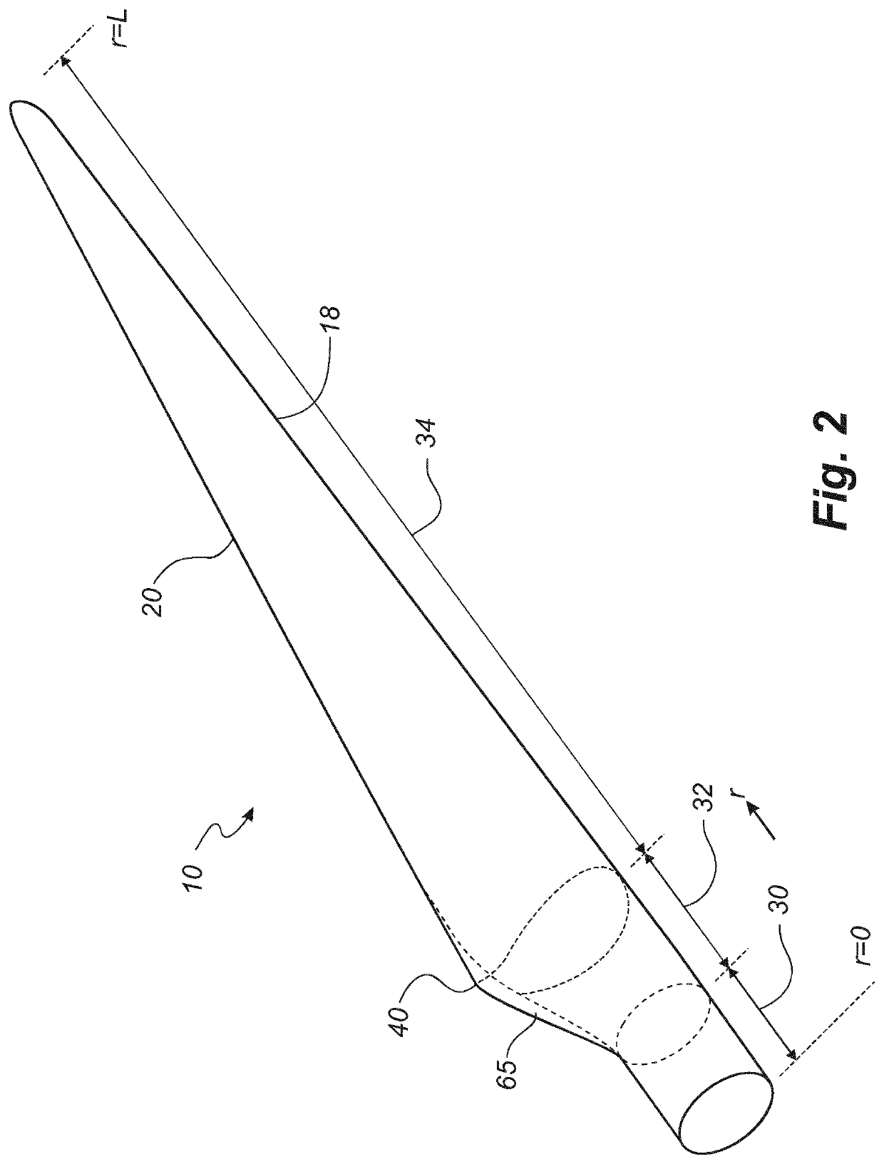 Wind turbine blade with a trailing edge spacing section