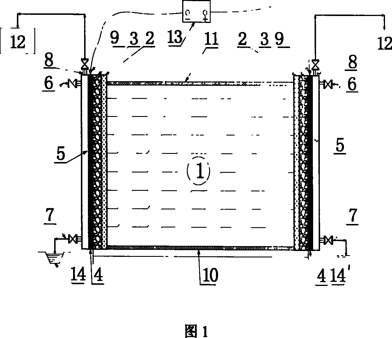 Process for united repairing heavy metal polluted soil by electric power and iron permeable reaction lattices