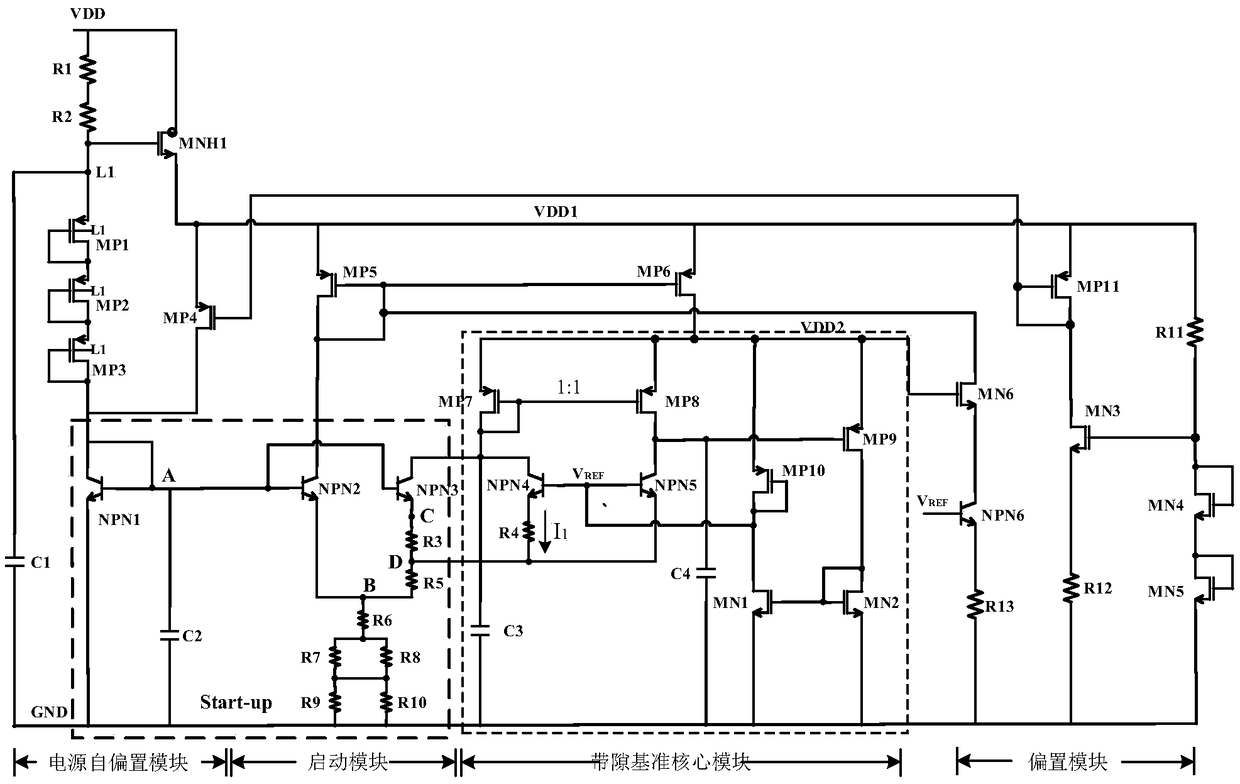 Bandgap reference with high power supply rejection ratio