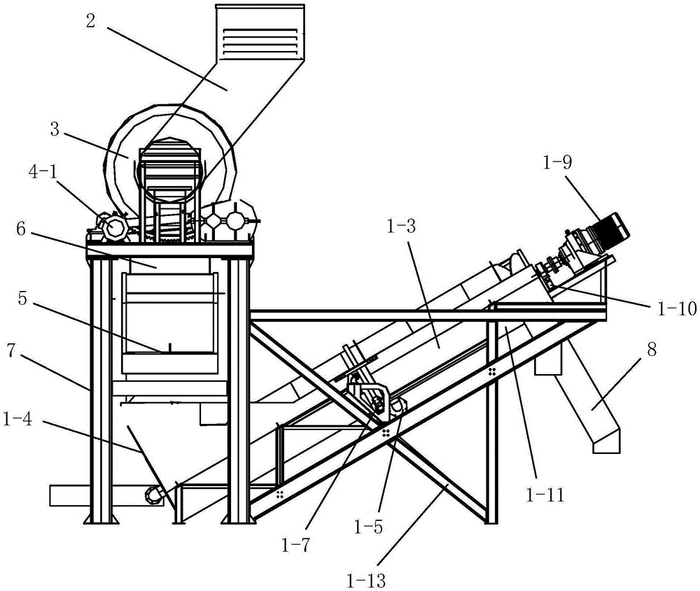 A construction waste removal and classification auger and a complete set of construction waste treatment equipment