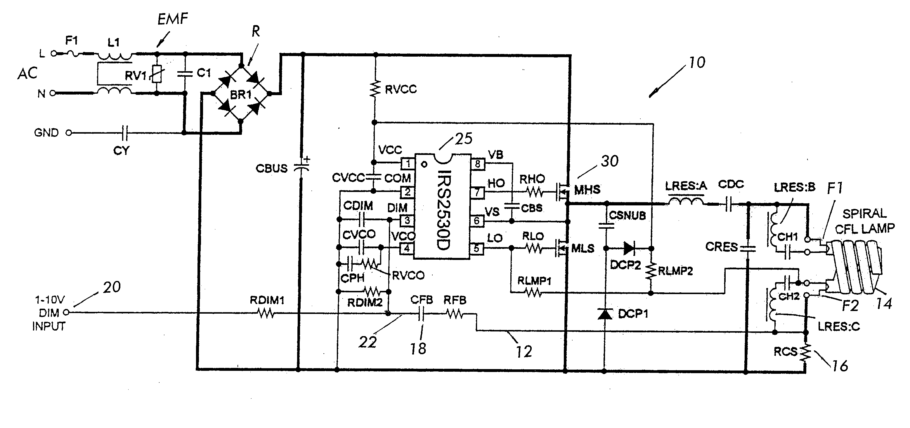 Dimming ballast control circuit