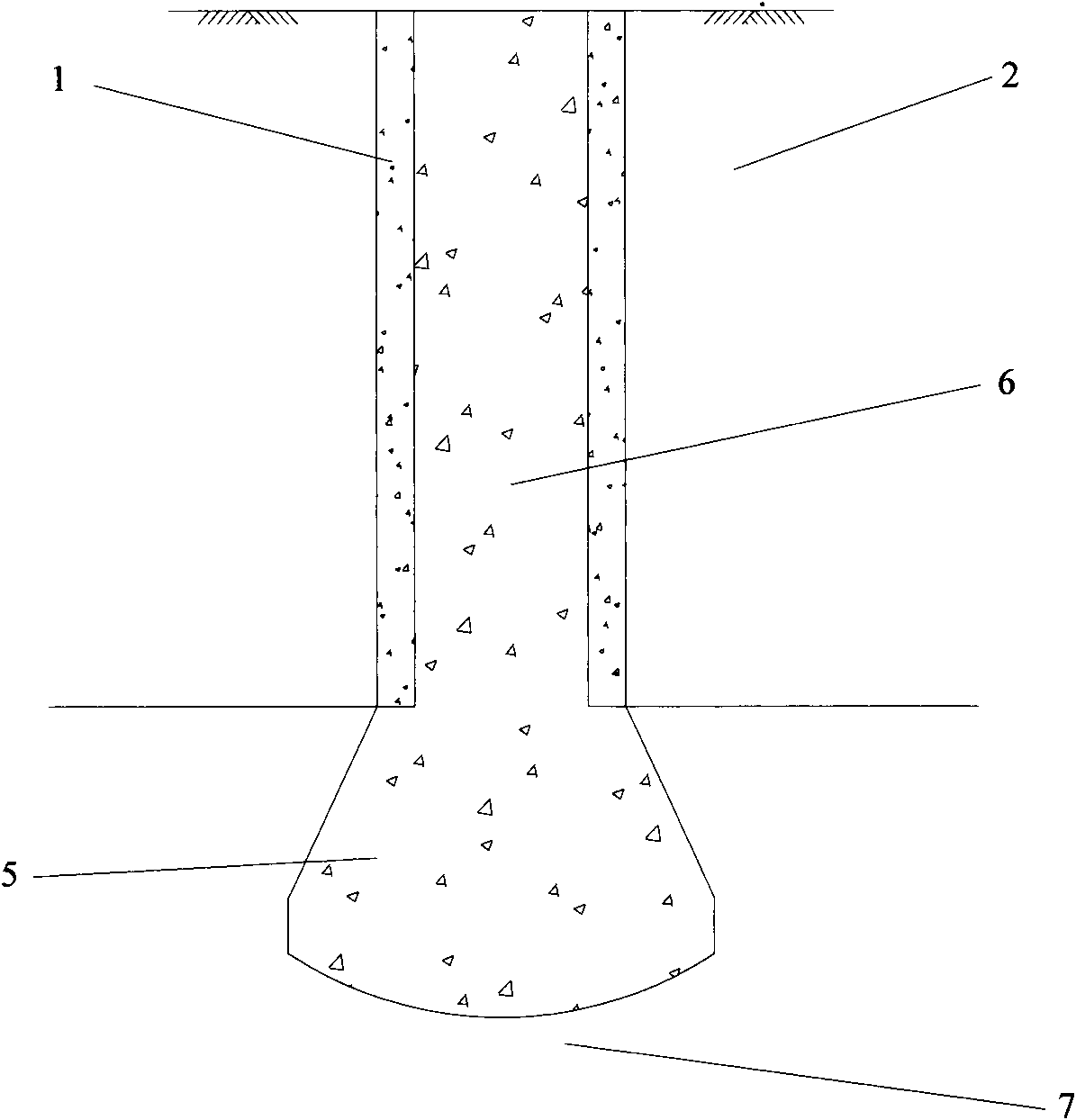 Construction method of large-diameter expanded bore pile based on PCC pile