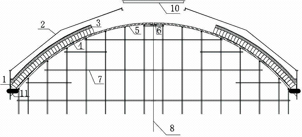 Construction method for spherical furnace top of industrial furnace