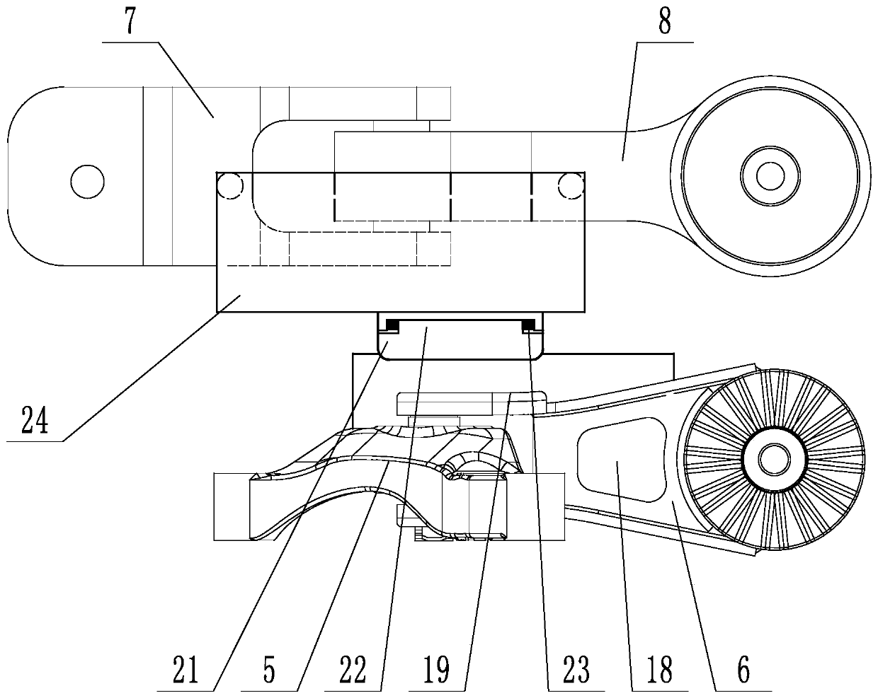 Rear suspension pull rod structure for connecting power assembly with front sub frame