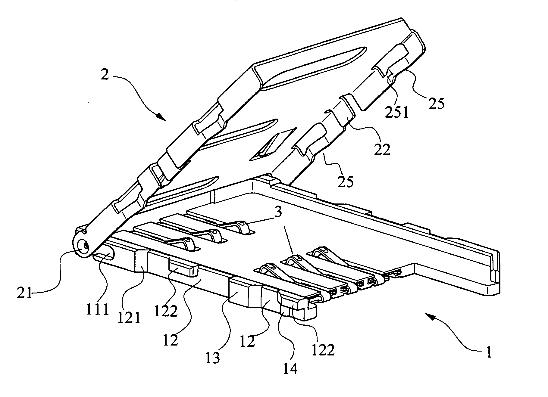 Sim card connector with locking arrangement