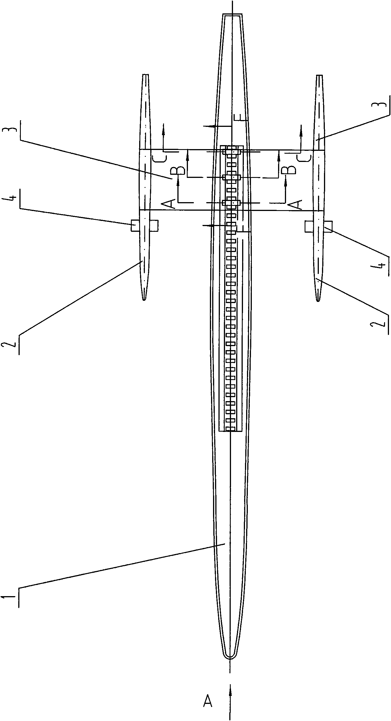 Composite triple-hulled vessel