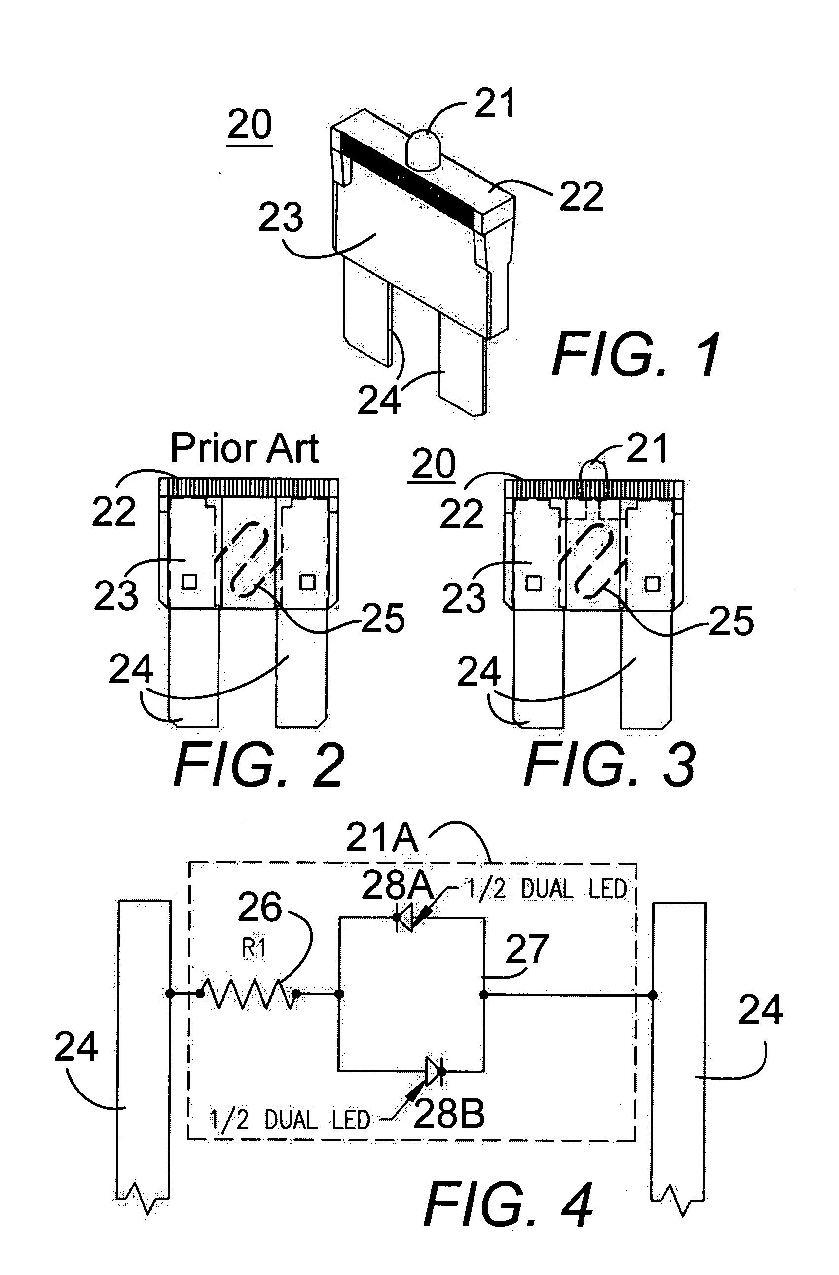 Fuse blow-out dual LED indicator