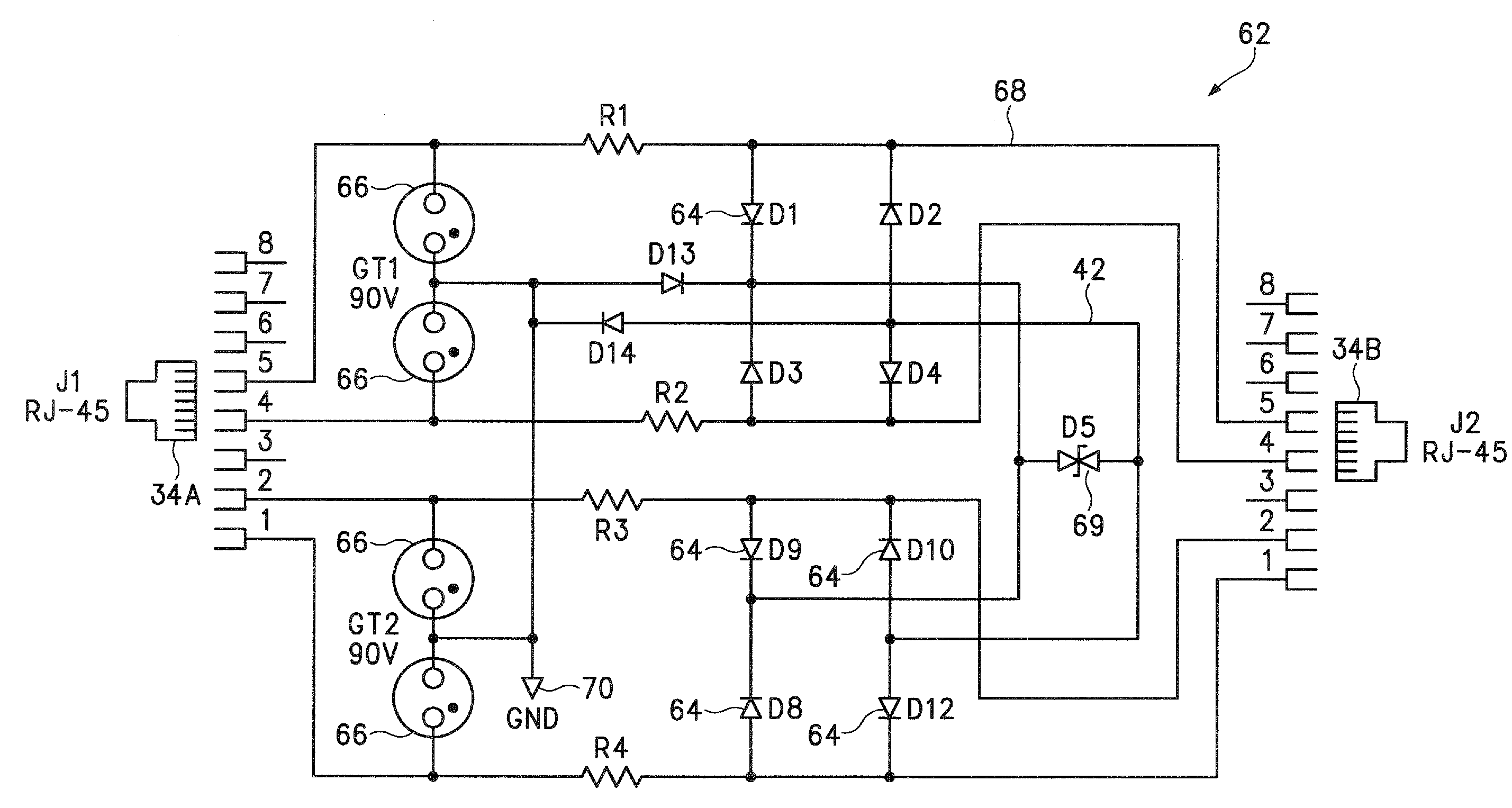 Surge suppression system for power over network cables