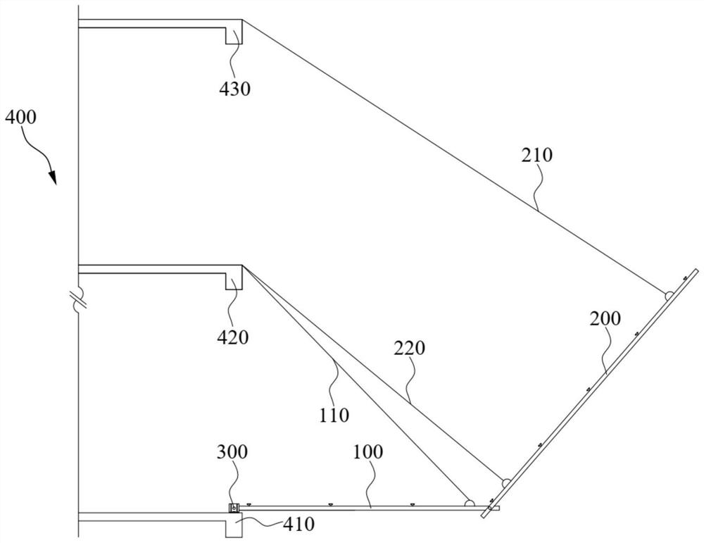 Net overhanging device, mounting method of net overhanging device, net overhanging system and mounting method of net overhanging system